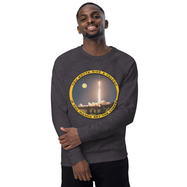 You Gotta Ride a Falcon Unisex organic raglan sweatshirt - Image 3